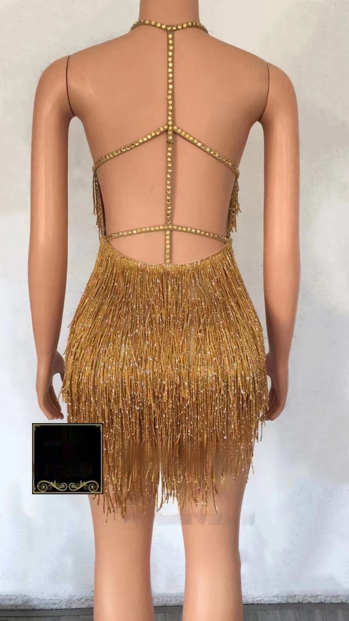Costume Dance Tassel Halter Cut-out Jumpsuit