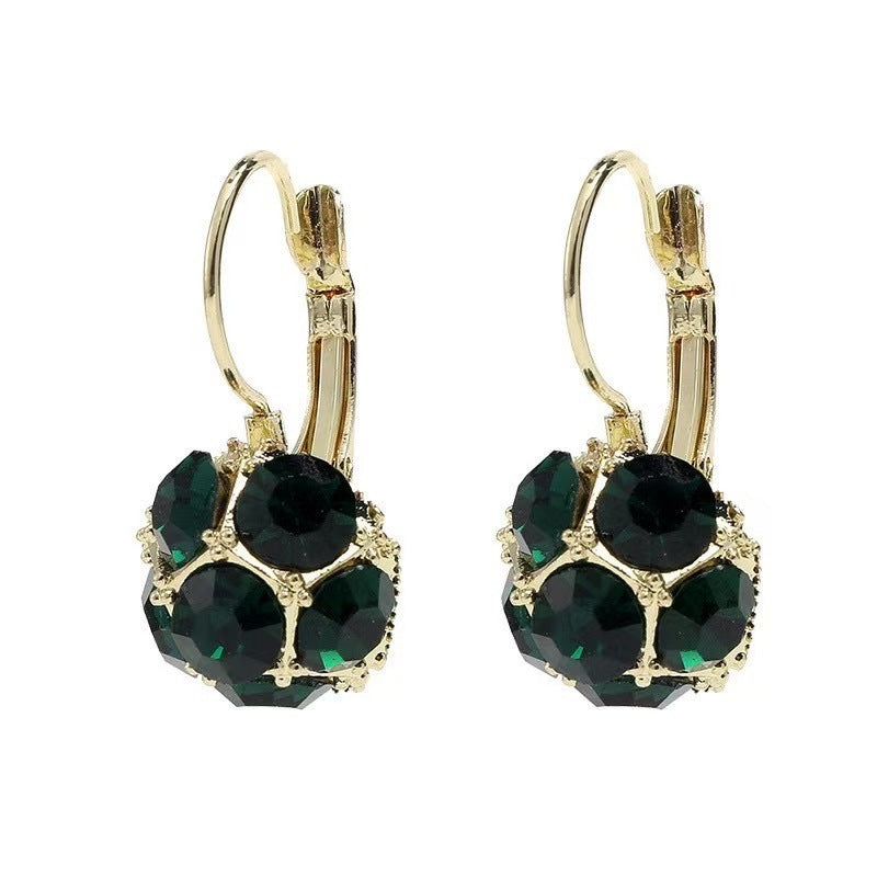 Korean Retro Colorful Circle Crystal Earrings