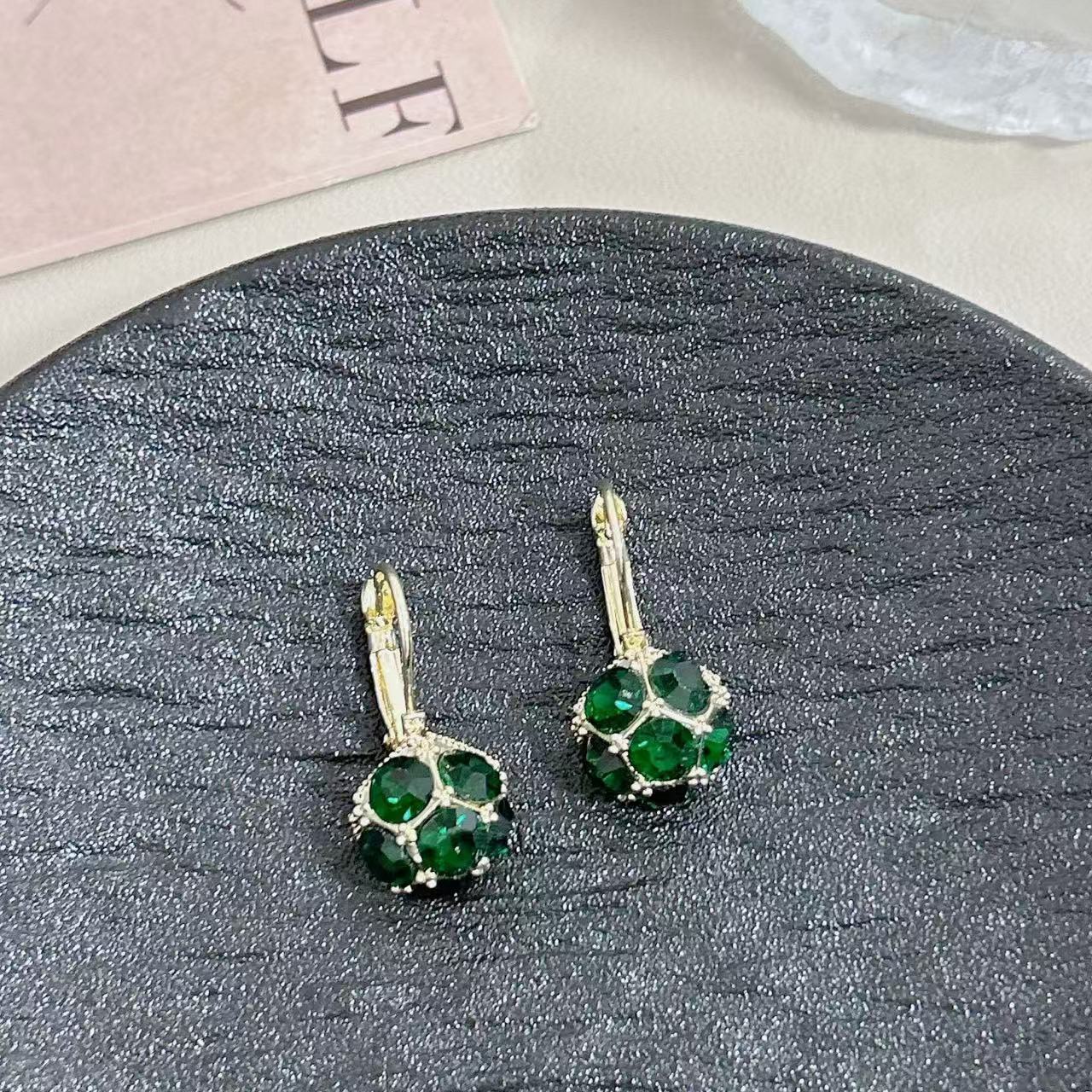 Korean Retro Colorful Circle Crystal Earrings