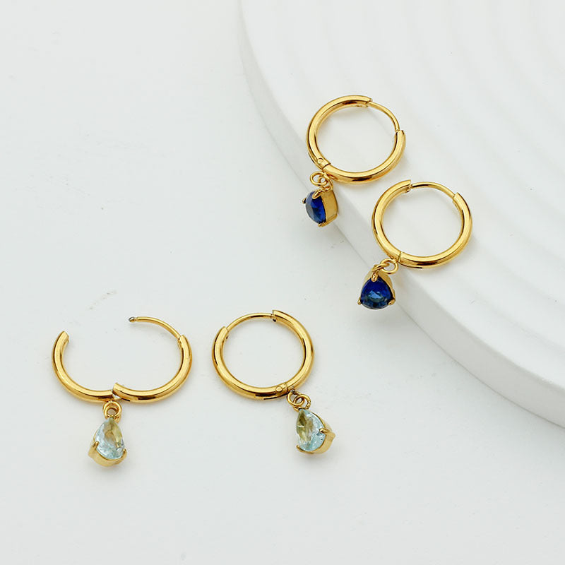 Drop-shaped Zircon Earrings Women's Stainless Steel Light Luxury High Sense