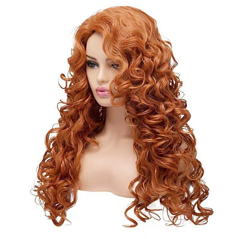 Brown Long Roll Wig Net Red Same Style Instant Noodles Fluffy Natural