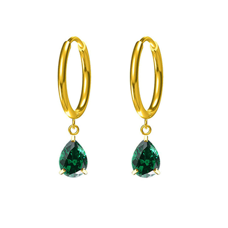Drop-shaped Zircon Earrings Women's Stainless Steel Light Luxury High Sense