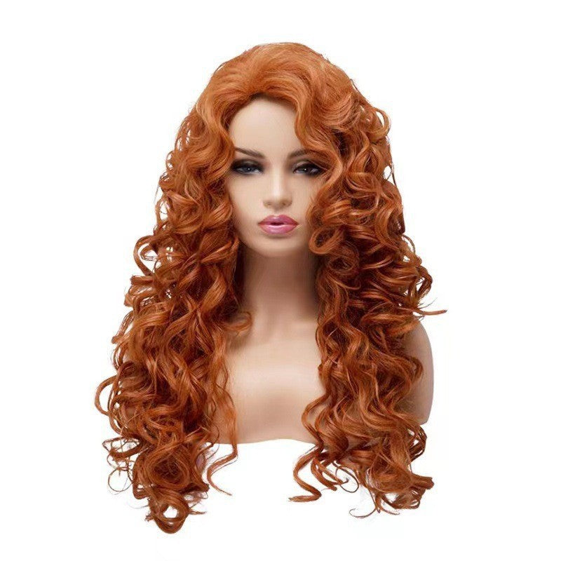 Brown Long Roll Wig Net Red Same Style Instant Noodles Fluffy Natural