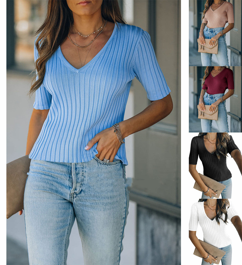 New V-neck Knitwear Women's Top