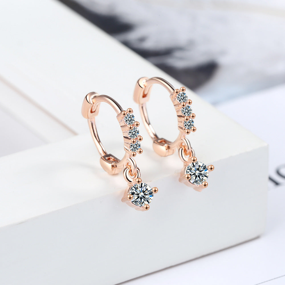 Gang Drill Ear Clip Female Diamond Inlaid Short Temperament
