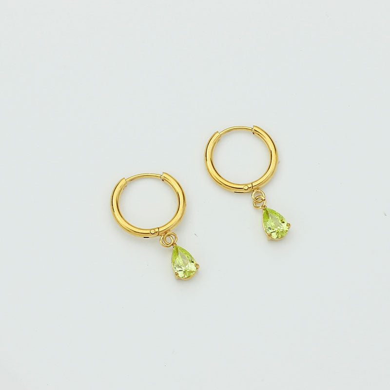 Drop-shaped Zircon Earrings Women's Stainless Steel Light Luxury High Sense