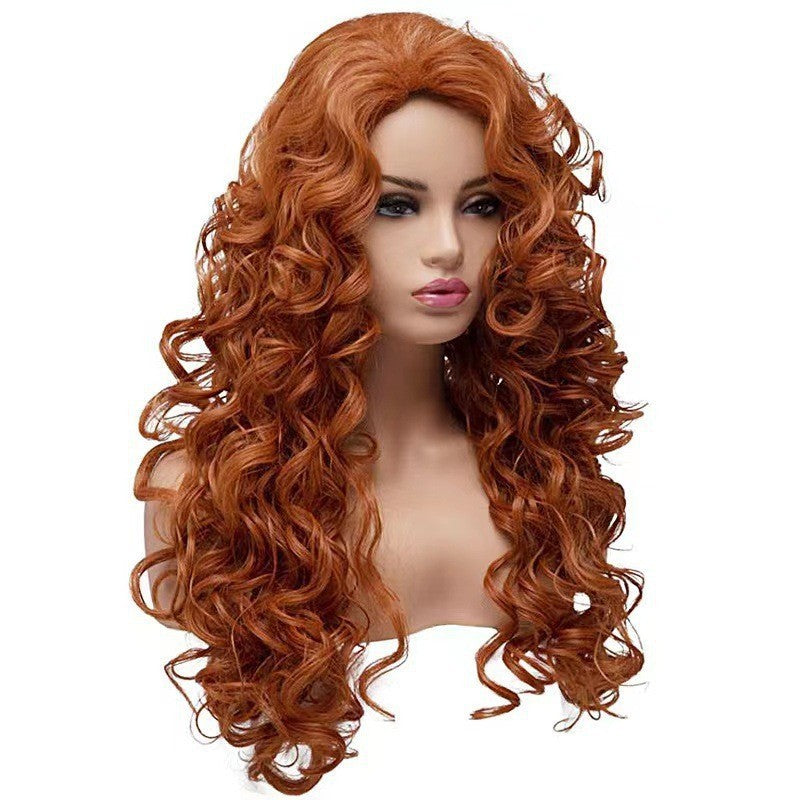 Brown Long Roll Wig Net Red Same Style Instant Noodles Fluffy Natural