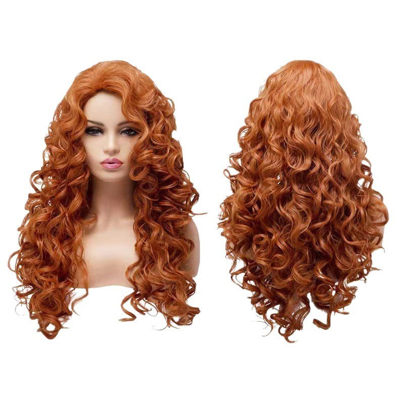 Brown Long Roll Wig Net Red Same Style Instant Noodles Fluffy Natural