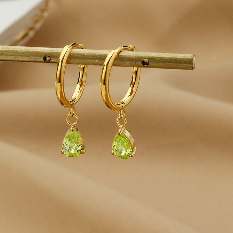 Drop-shaped Zircon Earrings Women's Stainless Steel Light Luxury High Sense