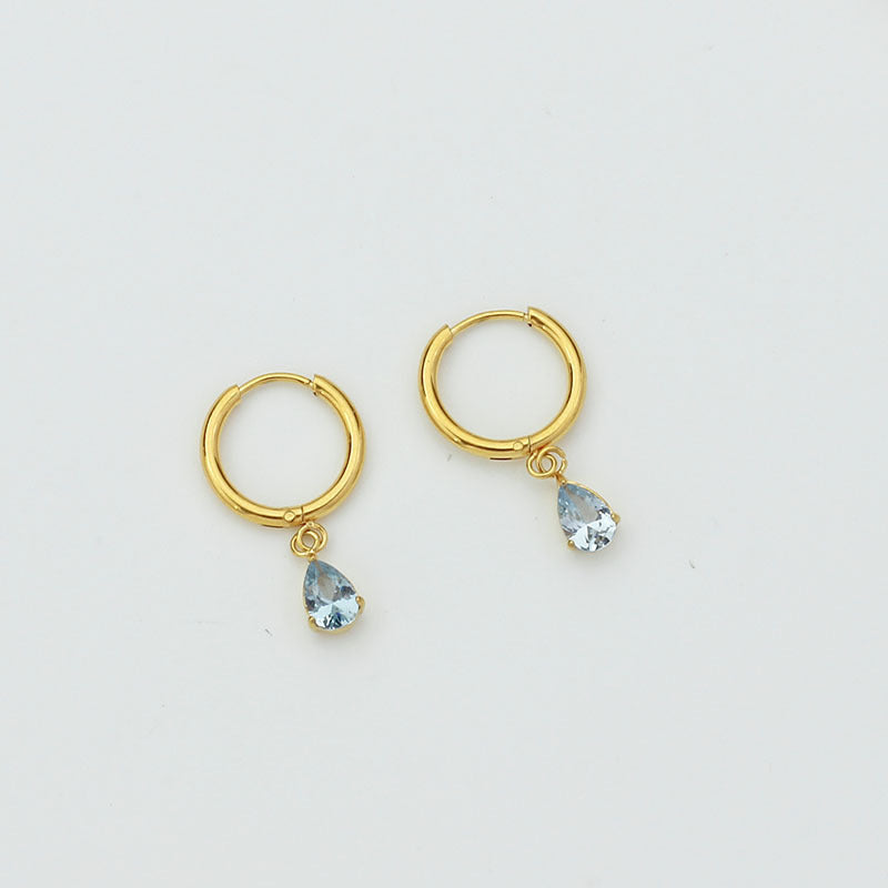 Drop-shaped Zircon Earrings Women's Stainless Steel Light Luxury High Sense