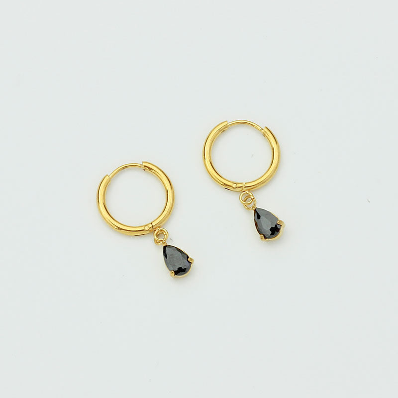 Drop-shaped Zircon Earrings Women's Stainless Steel Light Luxury High Sense